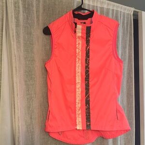 Rapha Womens Reflective Stripe Full Zip Mock Neck Vest Neon Pink Size Large